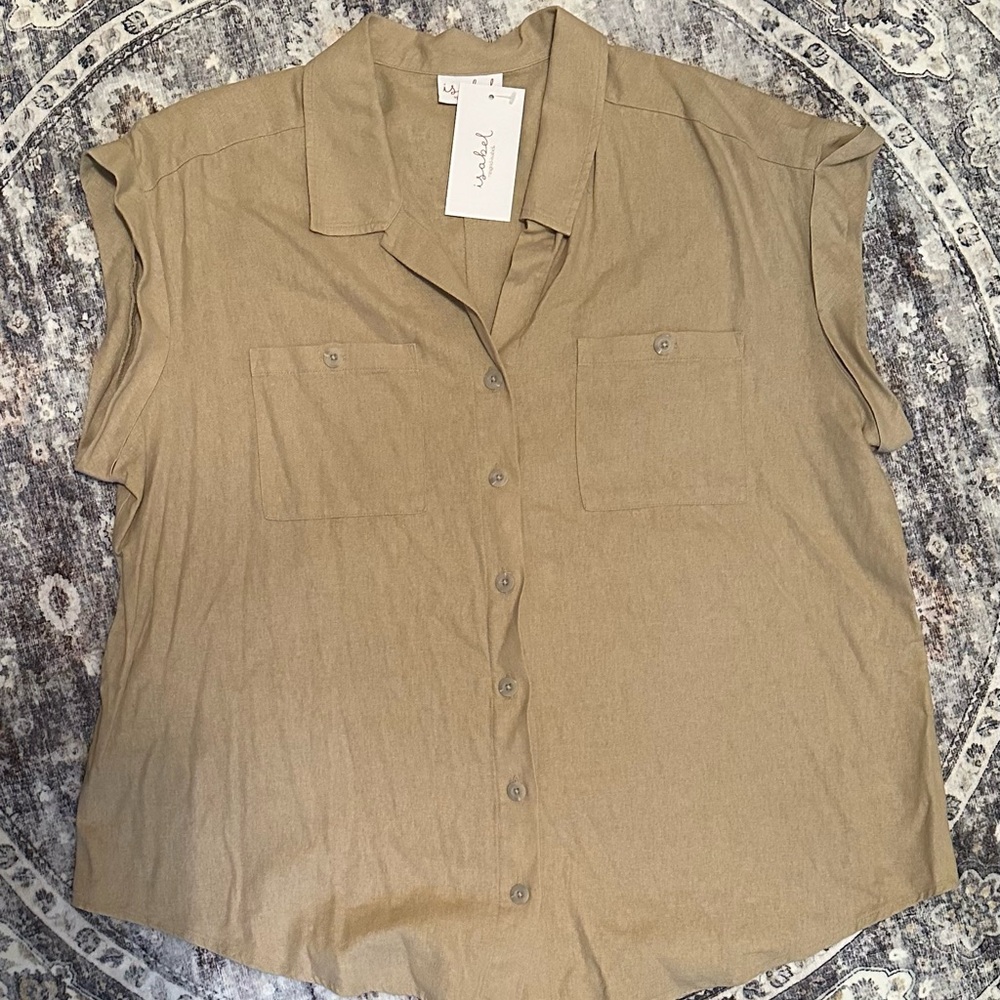 Isabel Maternity by Ingrid & Isabel Tan Button-Down Shirt